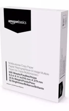 Amazon Basics Multipurpose Copy Printer Paper 8.5" x 11", 20lb 1 Ream 500 Sheets