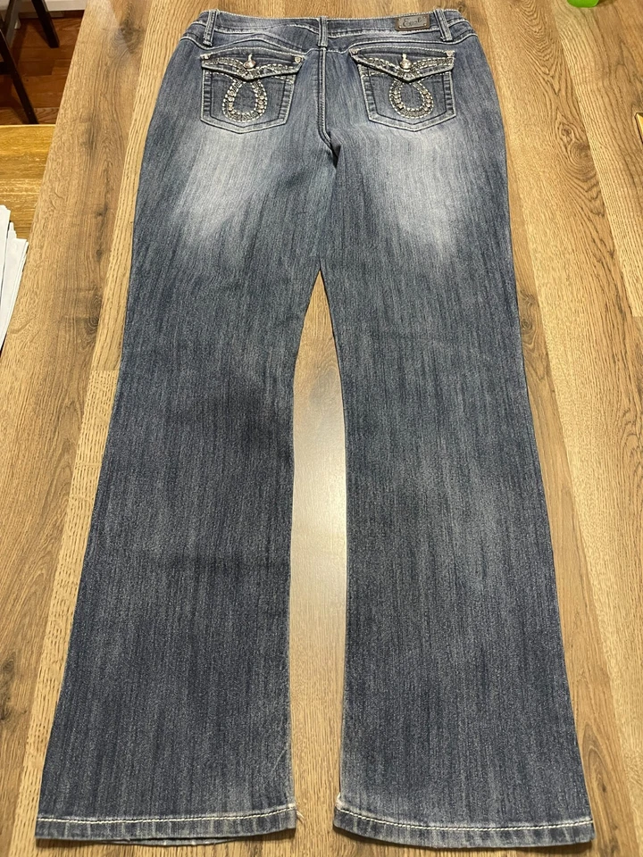 Jeans Earl Jean, para mujer talla 8, azul, denim, rectos, bolsillos con joyas Foto 2 de 4