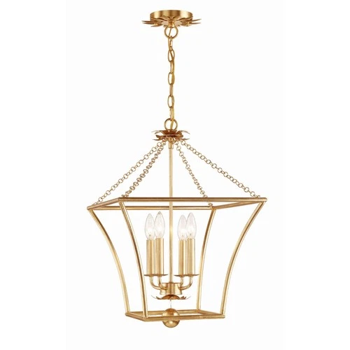 Crystorama Lighting - Broche - 4 Light Lantern-Antique Gold Finish - Picture 1 of 4
