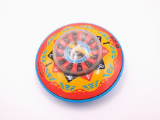Vintage 1970s Roulette Wheel UFO Tin Plate Friction Toy Japan