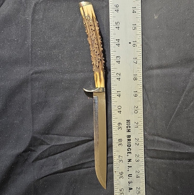 Fixed Blade Dagger, Stag/Antler Handle, Steel Plain Edge, Guard, Hidden Tang