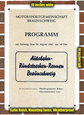 Metal Sign - 1947 Braunschweig Autobahn Racing Program - 10x14 inches