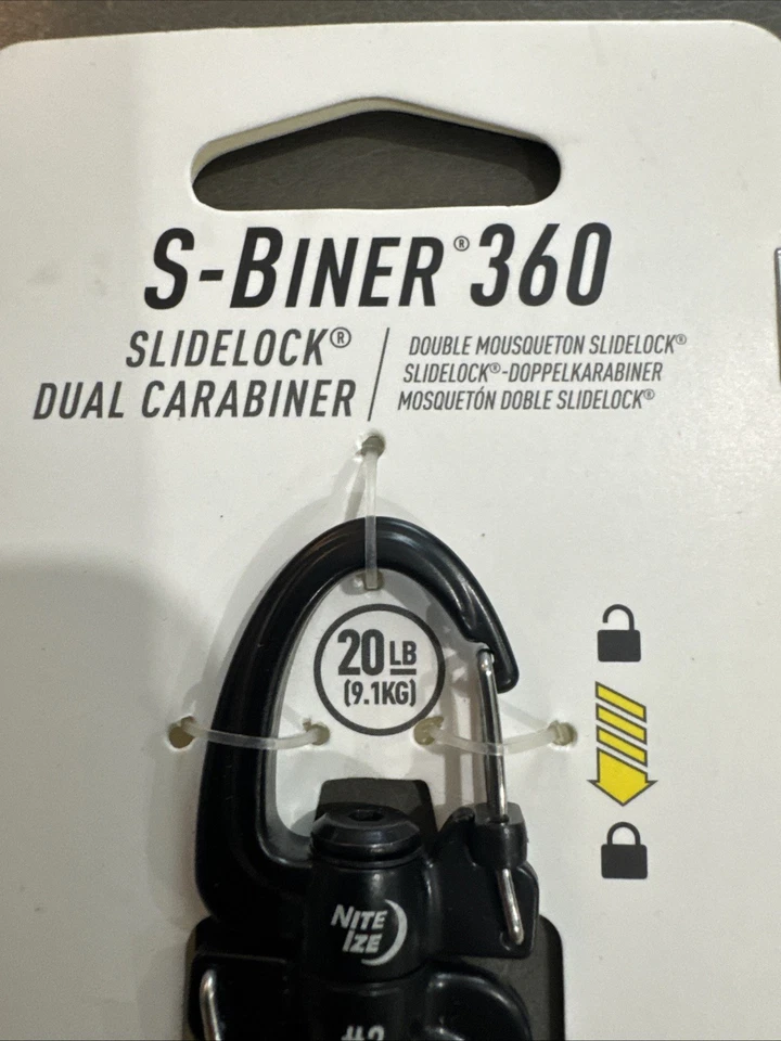 Mosquetón doble bloqueo lateral giratorio S-Biner 360° 20 lb tamaño nocturno llaves nuevas #2 Foto 4 de 4