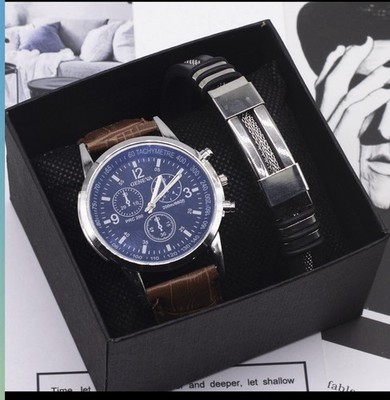 Geneva PRC 200 Men's Blue Dial Chronograph Tachymeter Brown Leather Watch