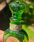 Antique Emerald Green Glass Crown Empty Lavender Salts London Perfumery w/Bag — photo 5