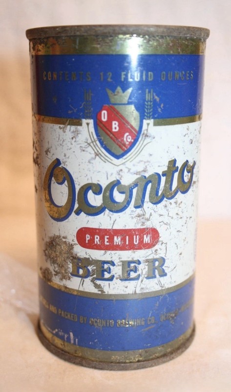 1950s-60s Oconto Premium Beer Flat Top ~ USBC 116-14 ~ Wisconsin Empty 12 oz, TO