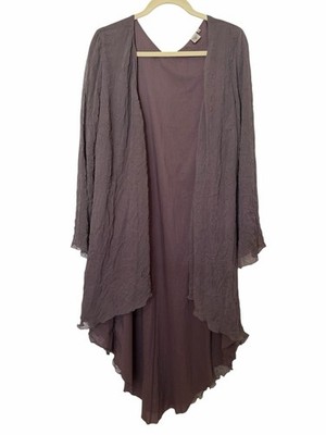 Mais Il Est Ou Le Soleil Open Front Draped Cardigan Duster Sz M Taupe Artsy Boho
