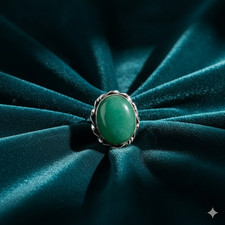 Emerald Gemstone Band Ring Size 925 Sterling Silver