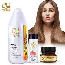 Brazilian Keratin Hair Treatment Purifying Shampoo Leave-In Hair Mask Set Salon