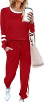 Damen-Trainingsanzug-Set Casual Zweiteilig Warm Stilvoll Rot L