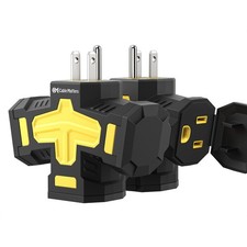 2 Pack 3 Way Outdoor Plug Splitter 15A 1875W Heavy Duty Extension Cord