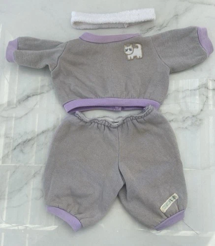 Cabbage Patch Kids Clothes Kitty Jogger Jogging Suit & Headband Gray Blue Coleco