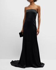 Nili Lotan Women Black Esmee Strapless A-Line Silk Gown Dress Size 6 2295
