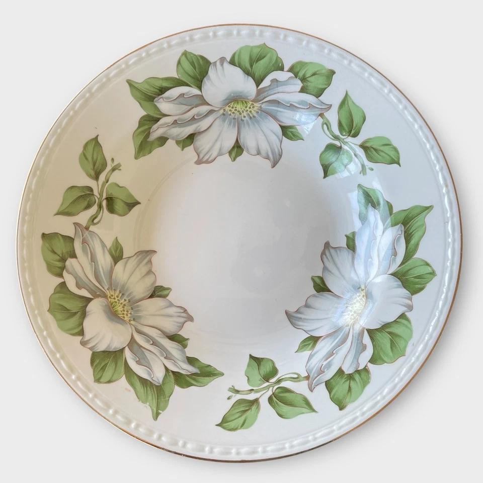 Homer Laughlin Juego de 7 cuencos de sopa de magnolia floral con cáscara de huevo 7 cotillones georgianos 8" Foto 2 de 4