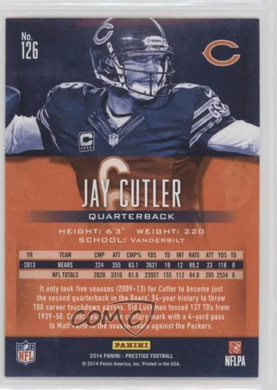 2014 Panini Prestige Jay Cutler #126 - Image 2 of 2