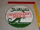 VINTAGE SINCLAIR PENNSYLVANIA MOTOR OIL🦕DINOSAUR  PORCELAIN METAL GASOLINE SIGN