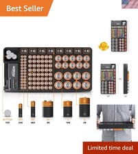 Battery Organizer Storage Case with No Lid Snap, Portable Battery Tester, Jus...