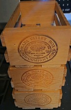 Napa Valley Box Co. Set of 3 - 12 Cassette Tape Real Wood Storage Holder Vintage