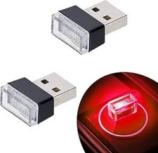 2-Pack Red Universal Mini USB LED Interior Ambient Lights for Car C Color: Red