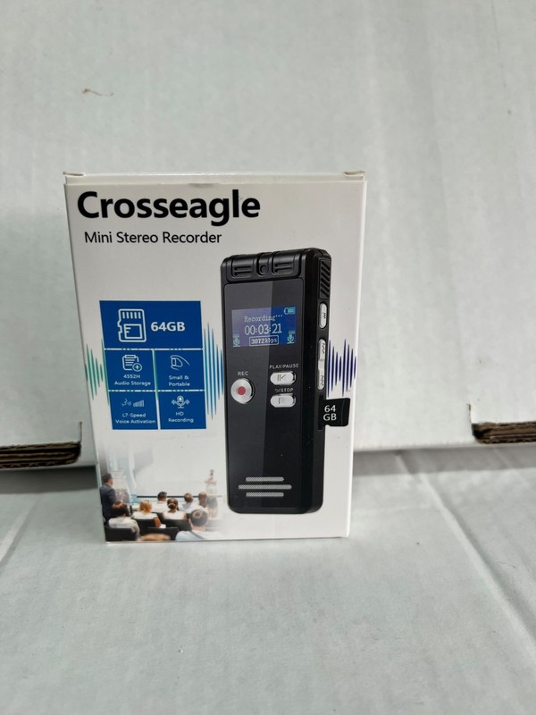 Crosseagle Mini Stereo Recorder 64GB Digital Voice Activated Recorder/playback.