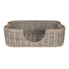 Scallop Tropical Handwoven Rattan Dog Bed With Machine Washable Cushion