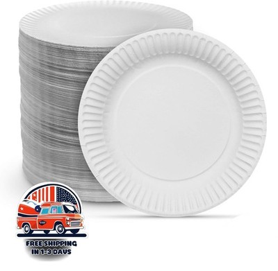Platos de postre desechables de papel de 6 pulgadas, blancos, 500 unidades, NEW