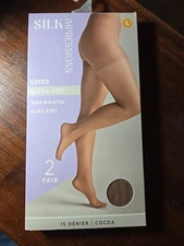 silk impressions large sheer ultra fine 2 pair 15 denier cocoa