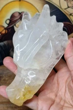 Clear Quartz & Golden Healer Crystal Dragon Head Carving 115mm 412g