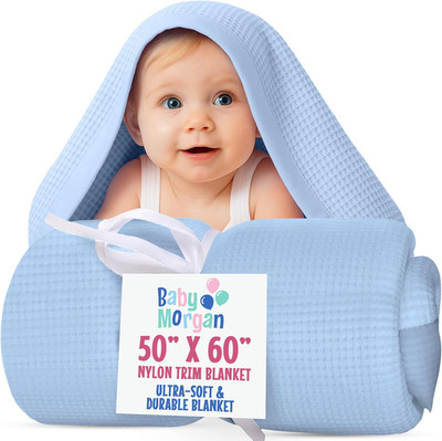 Cozy Blue Waffle Throw Blanket with Nylon Trim - 50x60 Inches