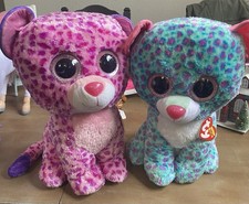 Ty Beanie Boos Leopard Blue Pink Spotted Plush Toy for Ages 3-7, 3-4 Years, 4-7