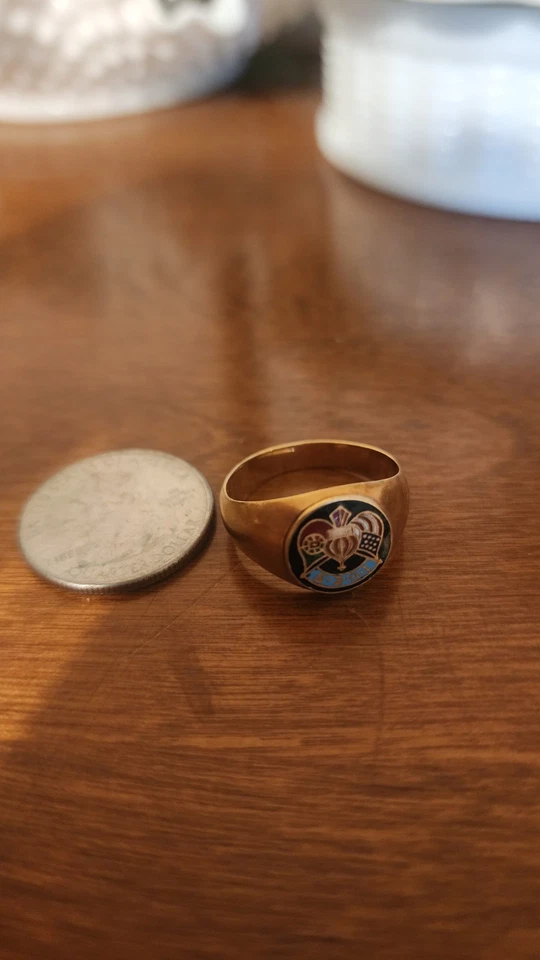 French Society L'Union Fait La Force Gold Ring 14k Antique Vintage Band - Image 2 of 3