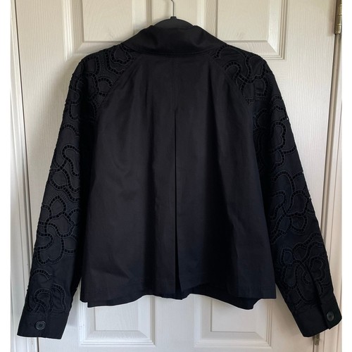 White House Black Market bestickte Cargojacke Ösenärmel schwarz Gr. 14 - Bild 6 von 15