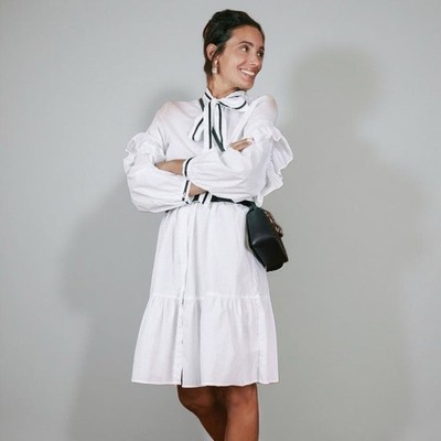Binny Dress White Size 14 Ties Frills BNWT Cotton