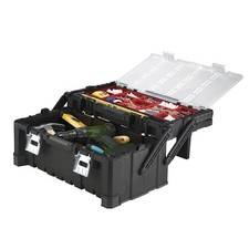 22" Cantilever Tool Box Storage Organizer Heavy Duty Removable Bins Metal Latch