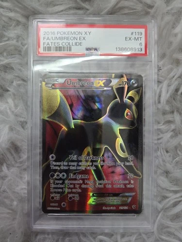 PSA 6 Umbreon EX 119/124 Full Art Holo Rare 2016 Pokemon XY Fates Collide