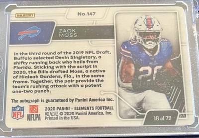 2020 Panini Elements - RPS Rookie Signatures Zack Moss #147 Gold