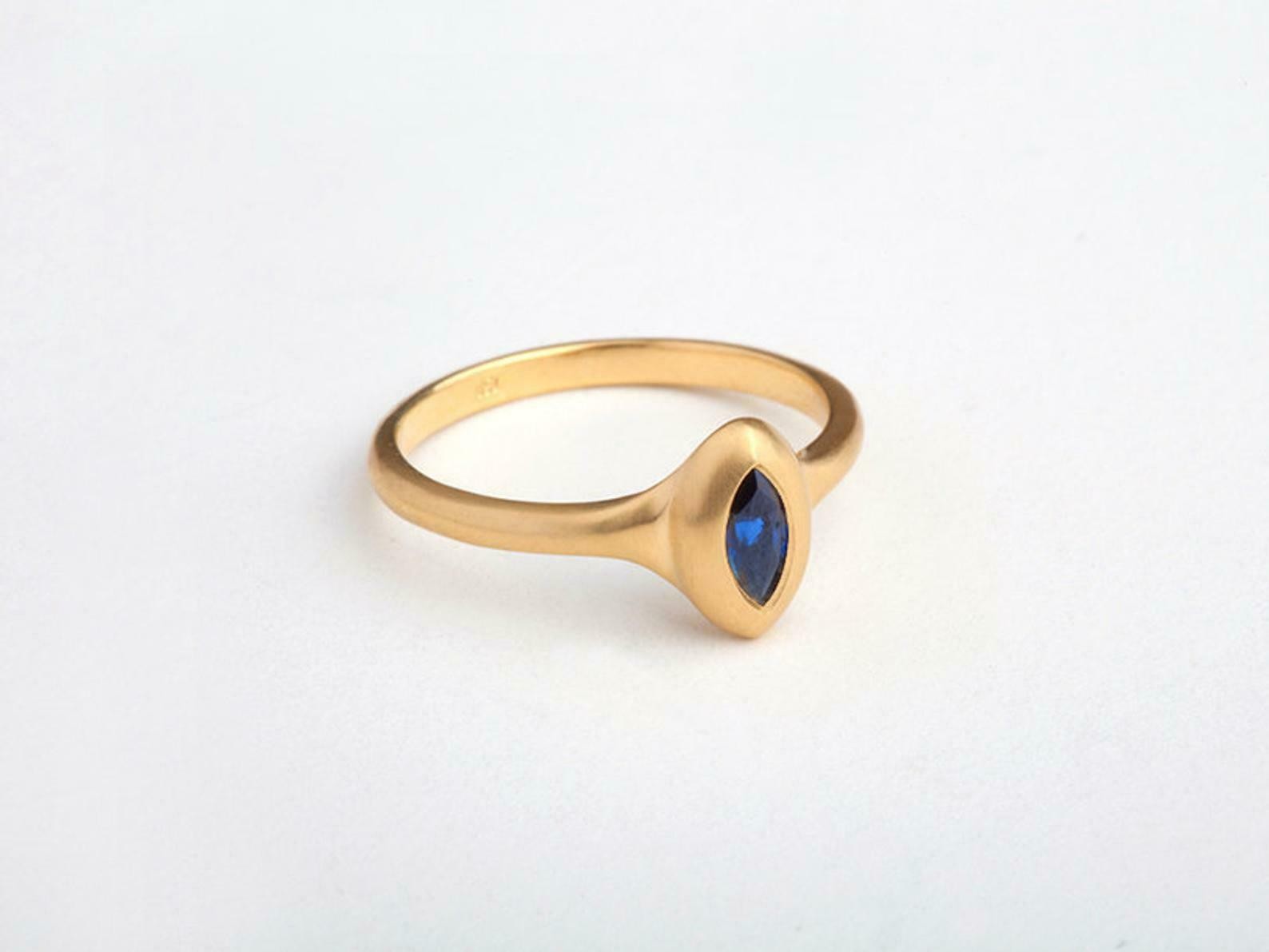 0.5ct Natural Blue Sapphire Engagement Ring Solitaire 14k Yellow Gold Plated