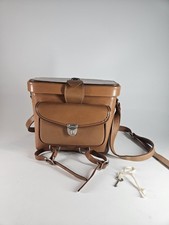 Vintage Polaroid Camera Case Leather Hard Shell Cow Hide Made In USA W/ Key