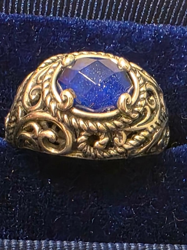 RELIOS CAROLYN POLLACK STERLING SILVER FACETED BLUE STONE RING SIZE 8.75