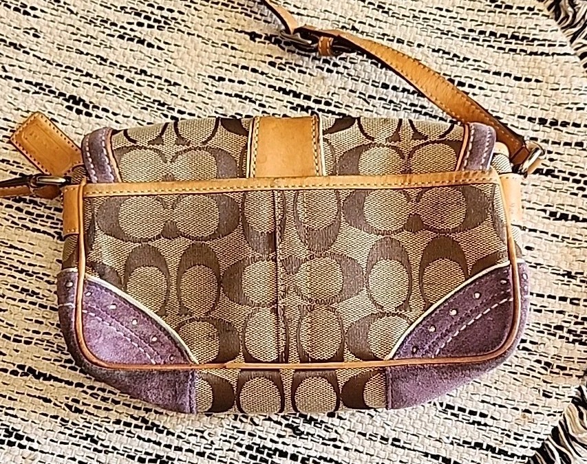 COACH Handbag Soho One Shoulder Bag Purple Brown Canvas