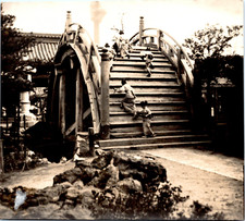 Japan, Garden and Staircase Wood Vintage Print, Silver Print 10X15 C