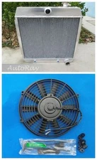Aluminum Radiator for Ford Chevy Bel Air W/Cooler V8 55 56 57+ 14 inch Fan 3 Row