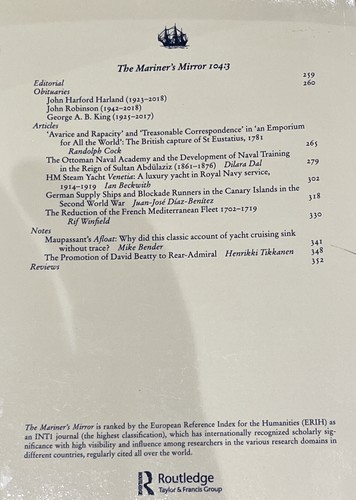 The Mariner's Mirror - Vol 104:3 Aug 2018, Journal Society of Nautical Research - Picture 2 of 2