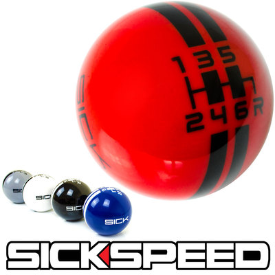 RED/BLACK SICK RALLY STRIPE SHIFT KNOB FOR 6 SPEED 6RDR 10X1.25 K09
