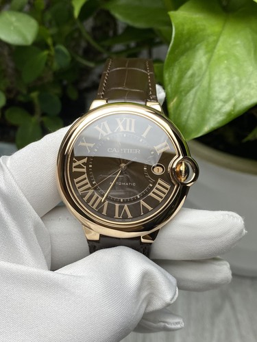 Cartier Ballon Bleu LM W6920037 Brown Dial K18PG 750 Pink Gold...