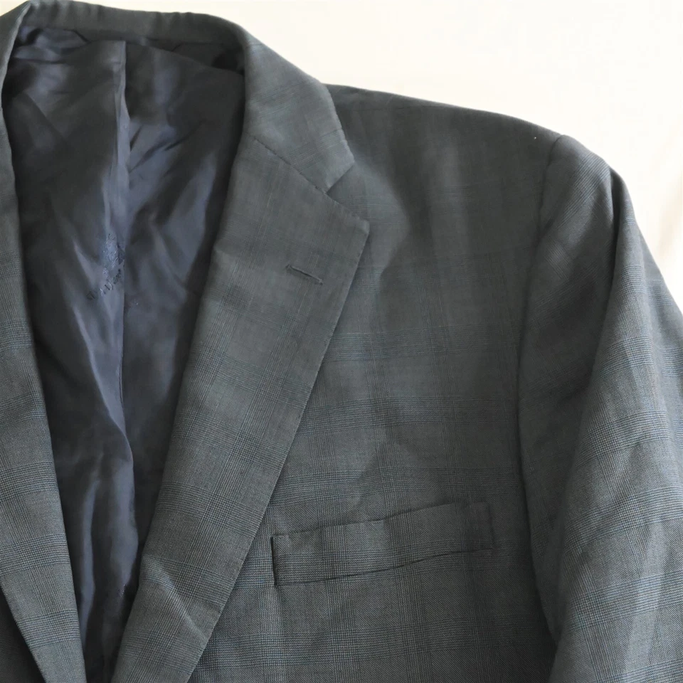 Jaqueta casaco esportivo masculina blazer lã xadrez azul Glenn Oxxford Clothes 48R - Imagem 2 de 4