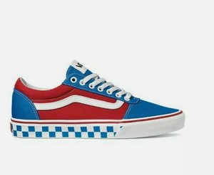 red white and blue checkered vans