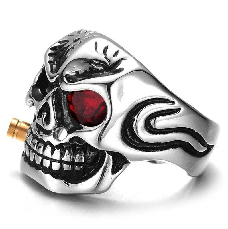 MENDEL готический мужской мотоциклиста панк CZ курить череп кольцо мужчин из нержавеющей стали размер 7-15 - Изображение 3 из 4