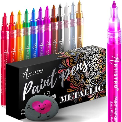 Metallic Paint Pens For Rock Painting, Stone, Ceramic, Glass, Wood