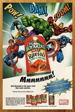 2002 Chef Boyardee Ravioli Print Ad/Poster Marvel Spider-Man Hulk Wolverine Art